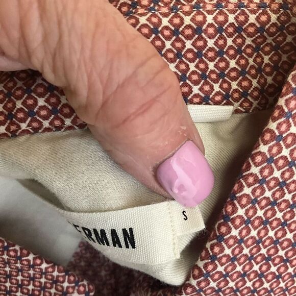 Ben Sherman Men’s Small Red Black Geometric Print Long Sleeve Button Down Shirt - Picture 9 of 13